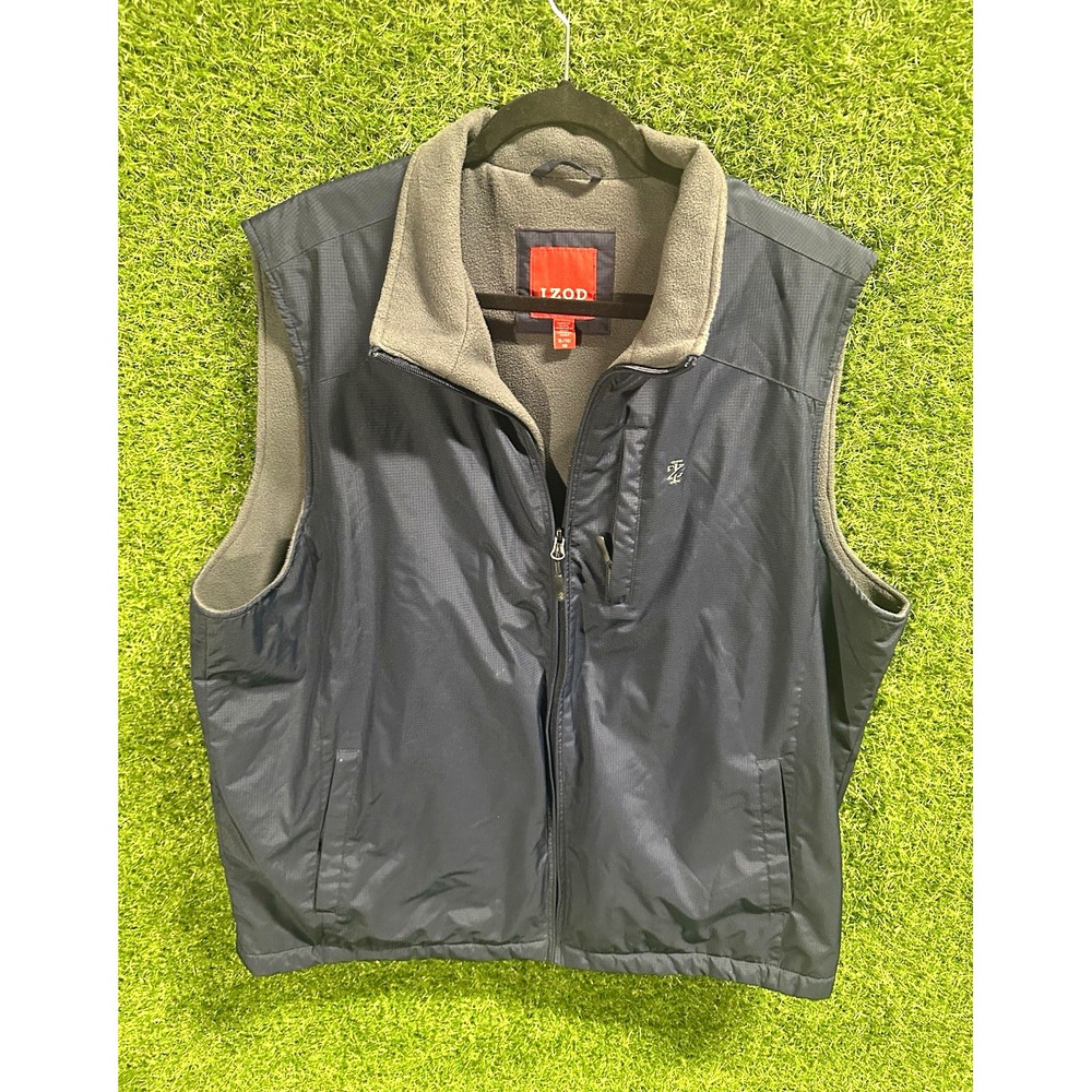 IZOD Men's Navy Puffer Vest Full Zip Lined Stand-Up Collar Pockets XL
